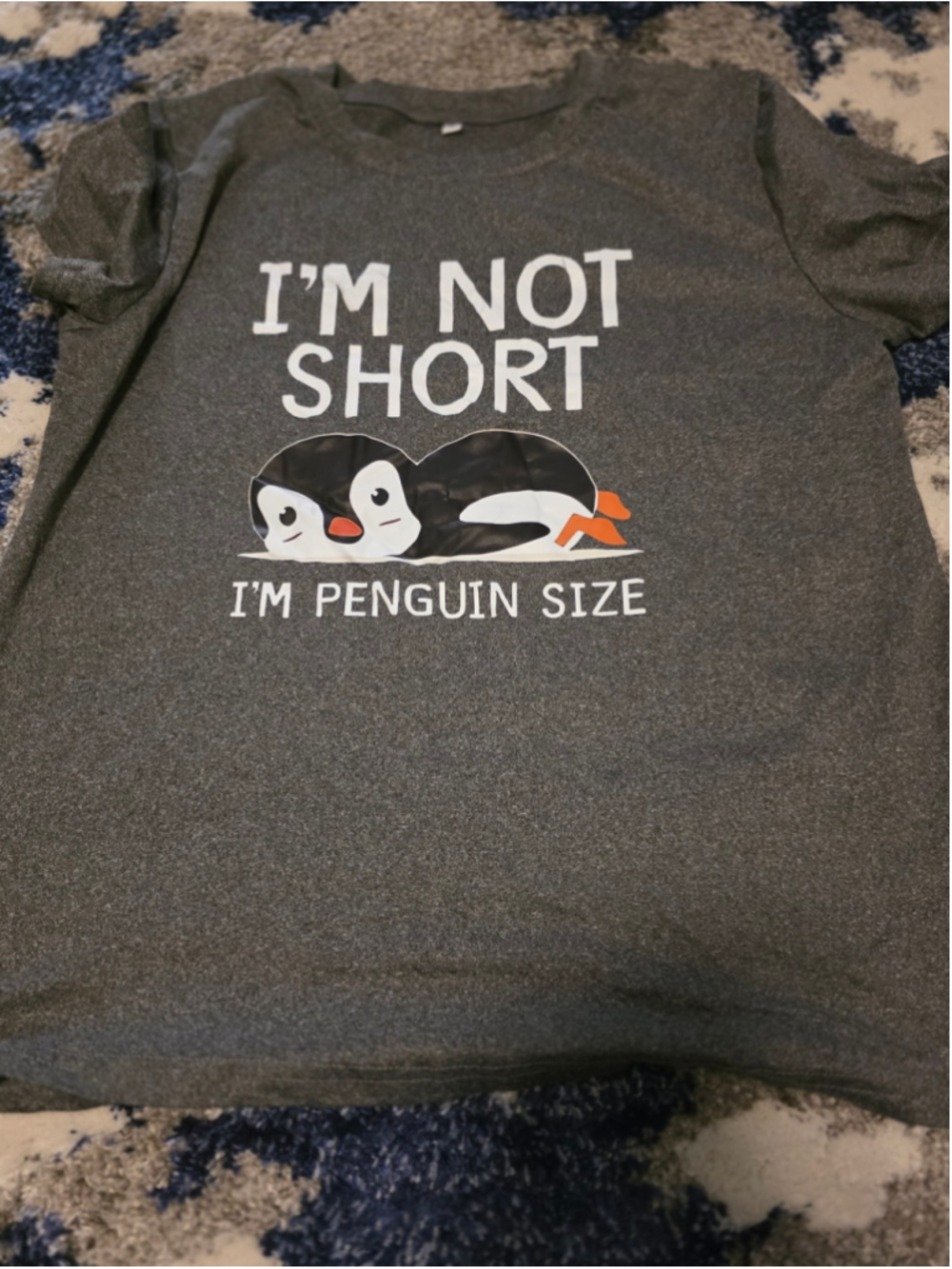 Women's Unbranded Graphic Tee Grey Penguin Size Short Sleeve Shirt Size L